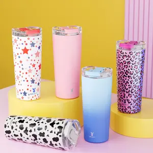 【Meoky】 24oz Double-mouth Slanted Coffee Cup, 1/2 Counts Direct Drinking Mouth and Straw Mouth, Leak-proof Cup Lid, Non-slip Pad At Bottom, Stainless Steel Thermos Cup, Insulated Mug, Travel Accessories, Wide Mouth and Narrow Bottom for Easy Cleaning