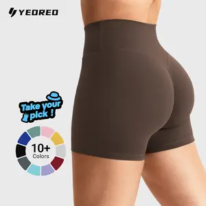 YEOREO Women's Biker Shorts 2.5" /4.5" No Front Seam Elysina High Waist Hidden Scrunch Workout Gym Yoga Running Shorts