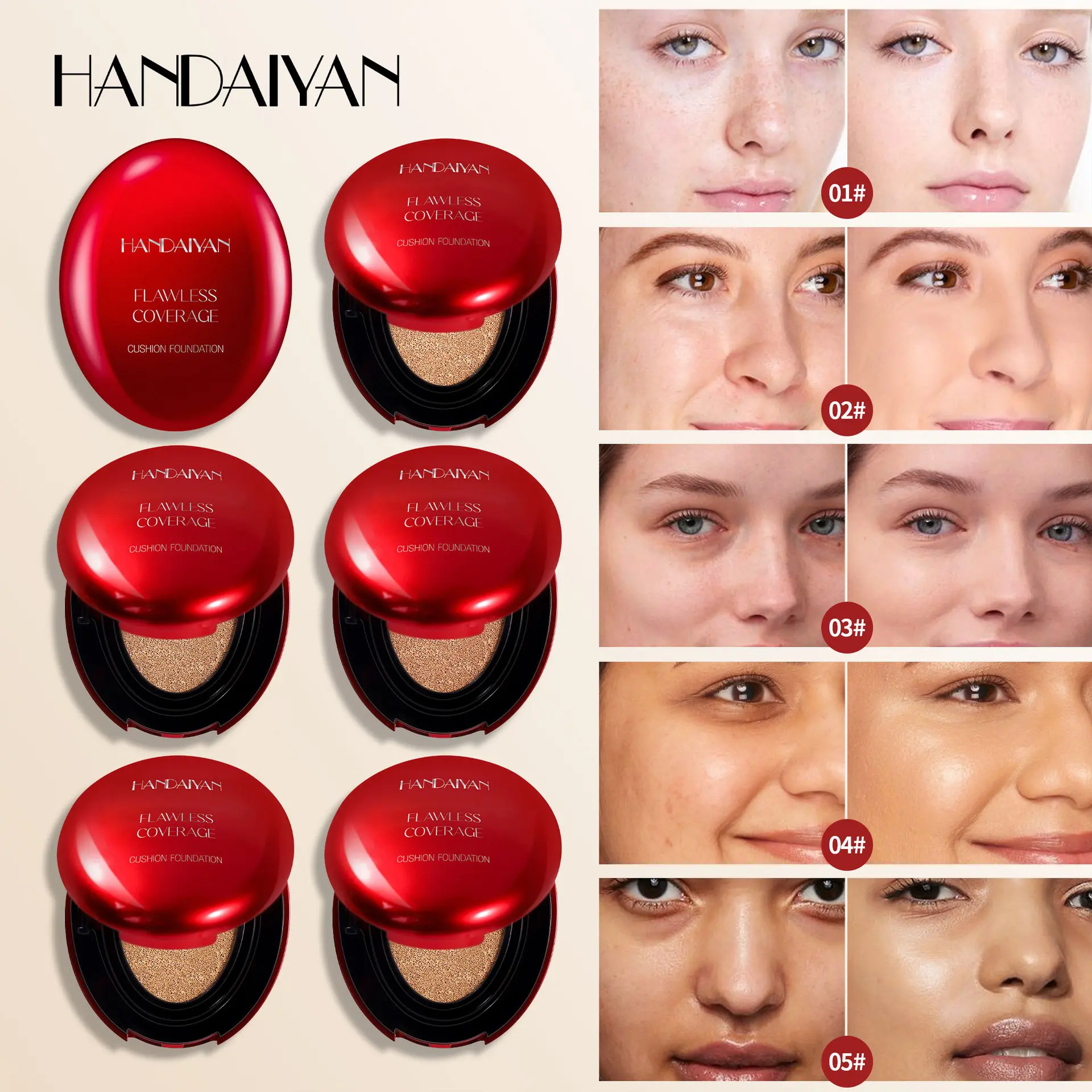 Dewy Serum Cushion Foundation Cosmetic, Medium-To-Full Coverage Compact Lightweight Daily Makeup, Moisturizing Skincare-Boosted Formula for Radiant Glow, Nourishing Concealer