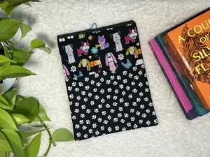 Large Dog and Paw Print Padded Fabric Book Cover Sleeve for Books and Tablets