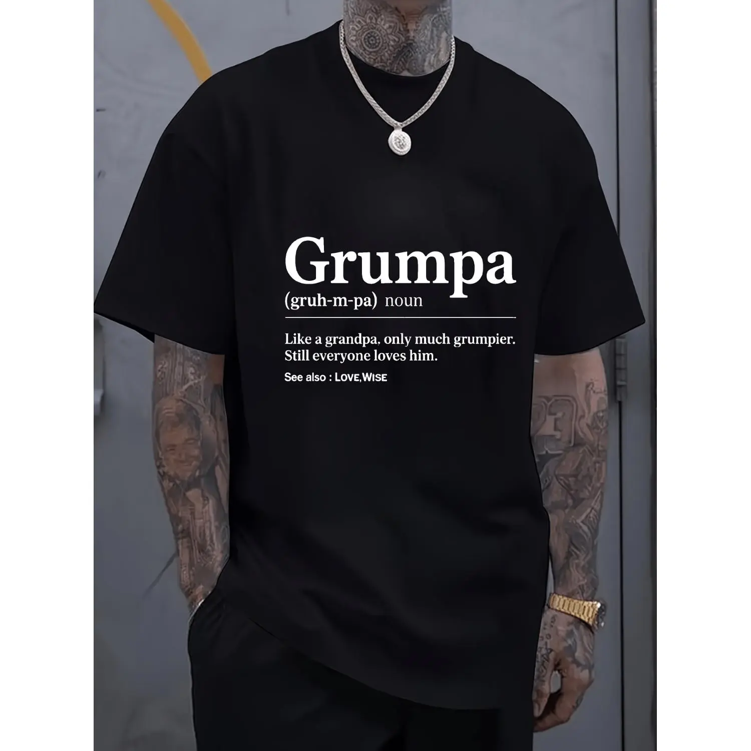 Summer t Shirts Grumpy Definition Humor T-Shirt Men Casual Funniest Grandpa Style Big Size Men'S Round Neck 100 Percent Short Sleeve Tee Summer Gift for Dad Father Birthday Present