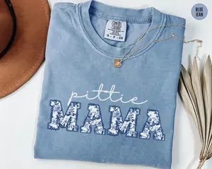 Comfort Colors Floral Pittie Mama Toile Shirt, Pitbull Mom Tshirt, Pit Bull Graphic Tees, Bully Breed Dog Outfit, Coquette Dog Lover Mothers Day Gift