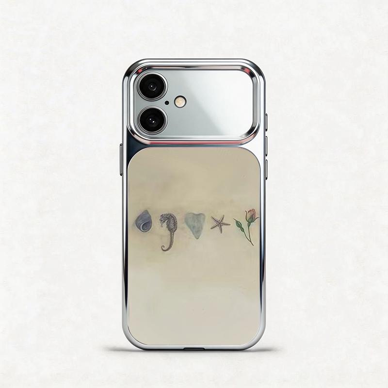 Glass Shockproof Electroplated Silver/Black Shell Heart Starfish Flower iPhone 17ProMax Cover Precise Hole Alignment For Lens Frame 15ProMax Anti-yellow | 14ProMax Anti-fall | 13ProMax Ultra-thin Design 16ProMax AirPhoneCase