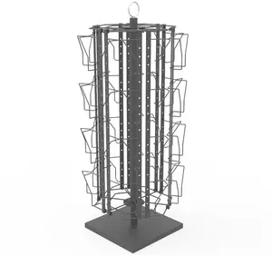 FixtureDisplays® Up to 24 Adjustable Pockets Display Rack, Greeting Post Card Christmas Holiday Spinning Rack Stand, Pocket Size: 4.5-8.6" Wide, 5.8" and Up Tall, 6 Sided, 11602-H-BLK-NF