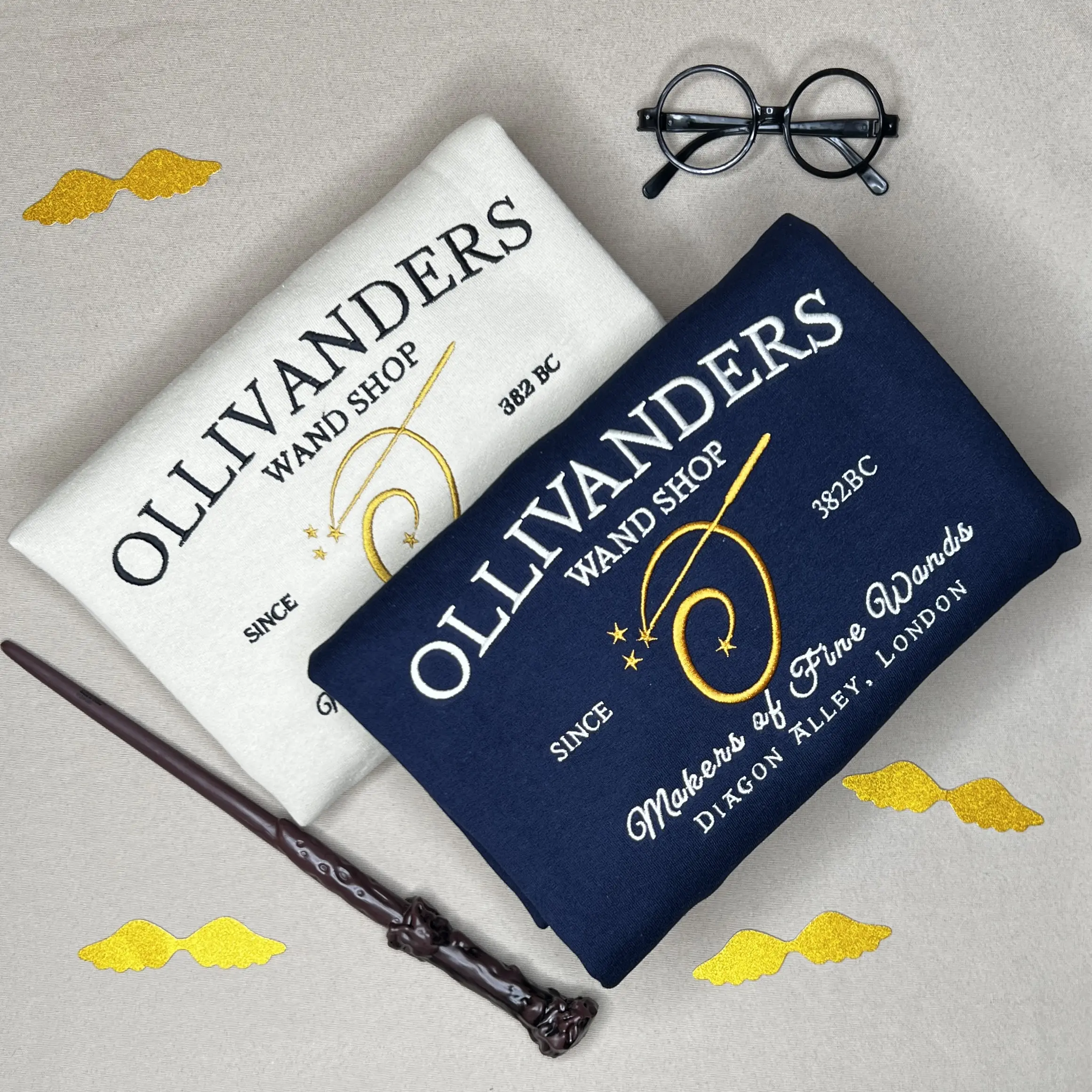 Ollivander's Wand Shop Embroidered Sweatshirt Diagon Ally Embroidered Hoodie Unisex Adult Youth