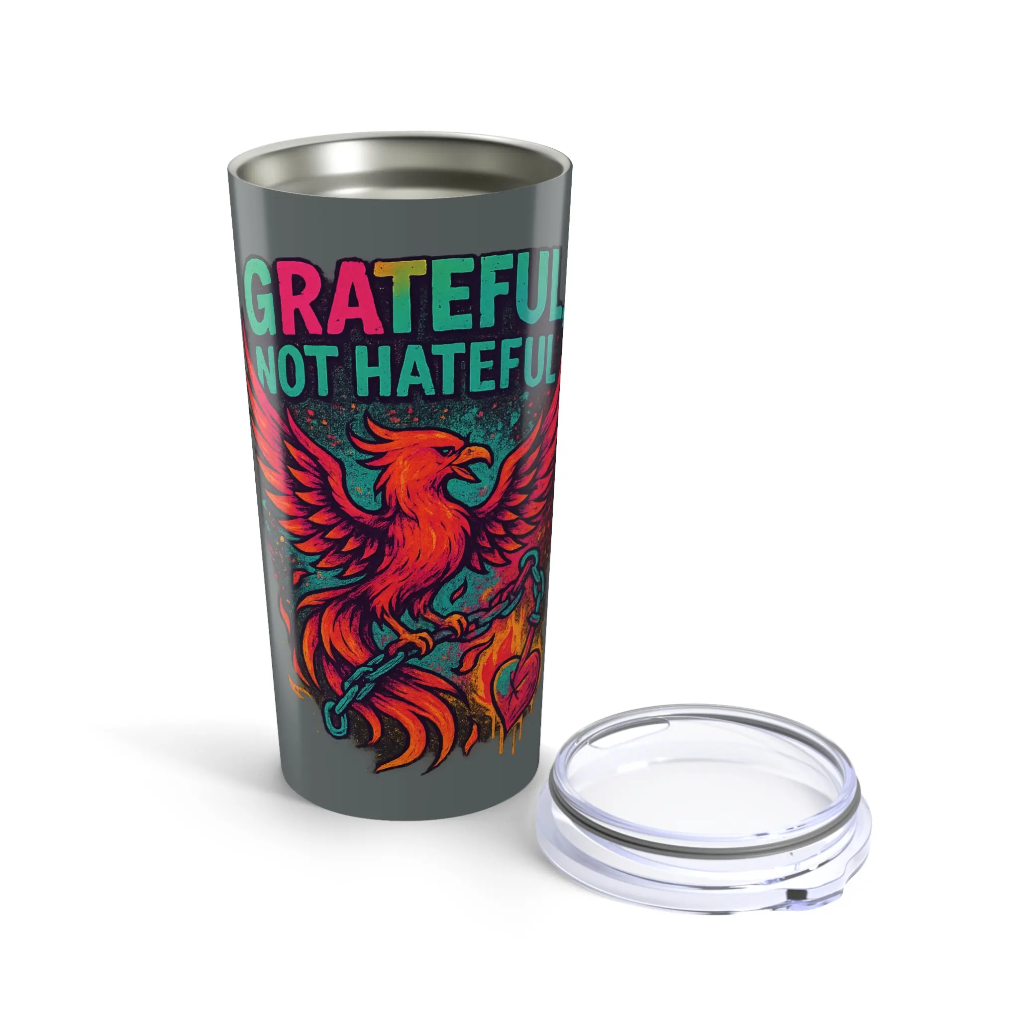 Grateful Not Hateful Phoenix Tumbler - Inspirational Drinkware, Motivational Gift, Reusable Travel Mug, Unique Beverage Container, [...]