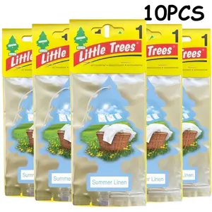 10-Pack LITTLE TREES-Shaped Car Air Freshener Hanging Decorations, Car Interior Accessories, Car Accessory, Long-Lasting Fragrance for Cars & Homes, Summer Linen Scented, Car Air Diffuser