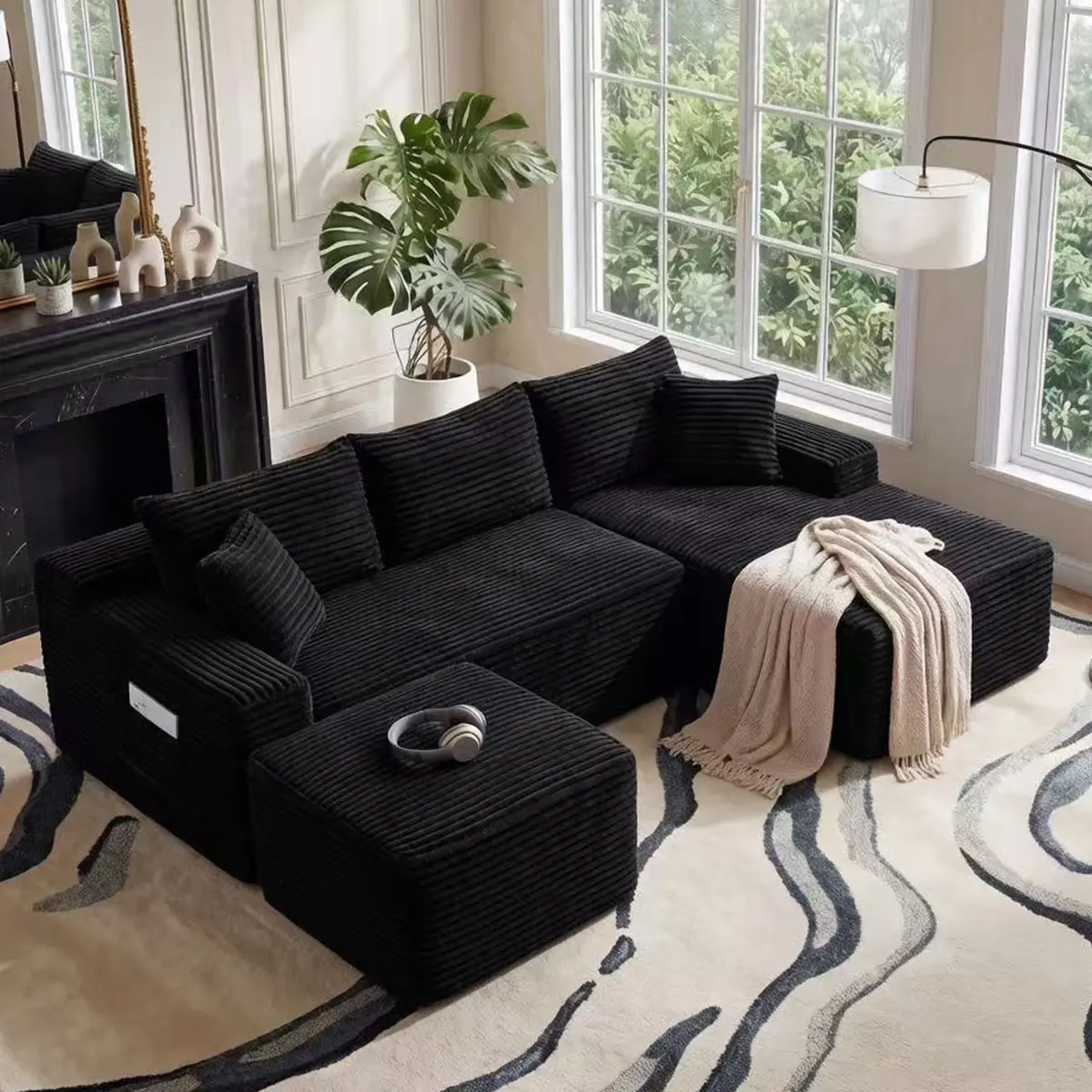 106.3" U-Shaped Cloud Sectional Sofa Couch with Deep Seat, Modular Couches Sleeper for Living Room, No Assembly Required, Bedroom,Apartment