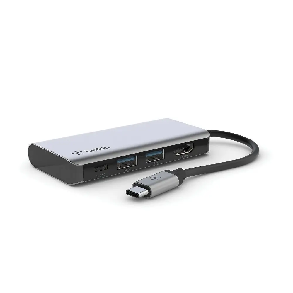 Belkin USB-C 4-in-1 Multiport Adapter, USB-C Hub for PC Laptops & Office Use, 5 Gbps Data Transfer