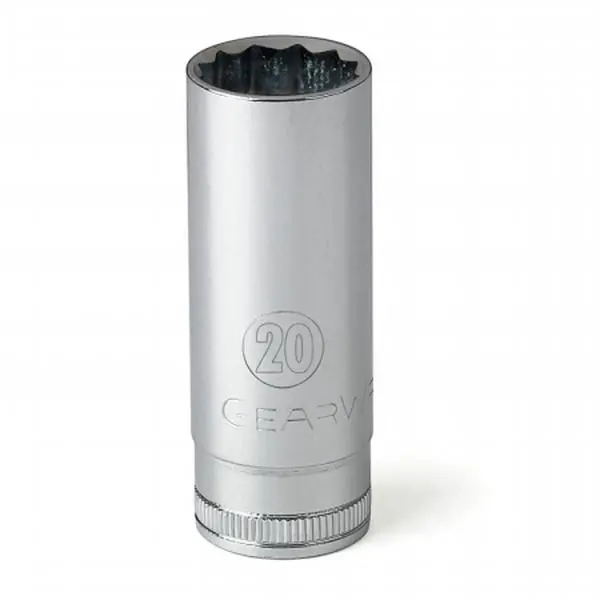 GearWrench 80638 0.5 in. Drive 6-Point Deep Metric 11mm Socket, Chrome Finish, Knurled Ring