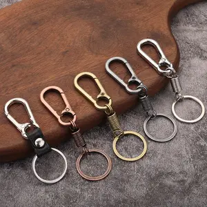 Keychain Lanyard Snap Hooks Bronze Clasp Key Chain Brass Key Ring Chain Clip Hook Manual Rotate Vintage Carabiner Clip Keyring