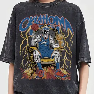 Oklahoma City Basketball Skull Vintage Shirt, Gift For Fan Basketball Game Day Unisex