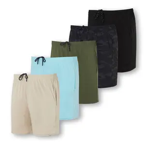 Real Essentials 5 Pack: Men's 5" Inseam Dry-Fit Running Workout Shorts - Pockets & Drawstring (Available in Big & Tall)