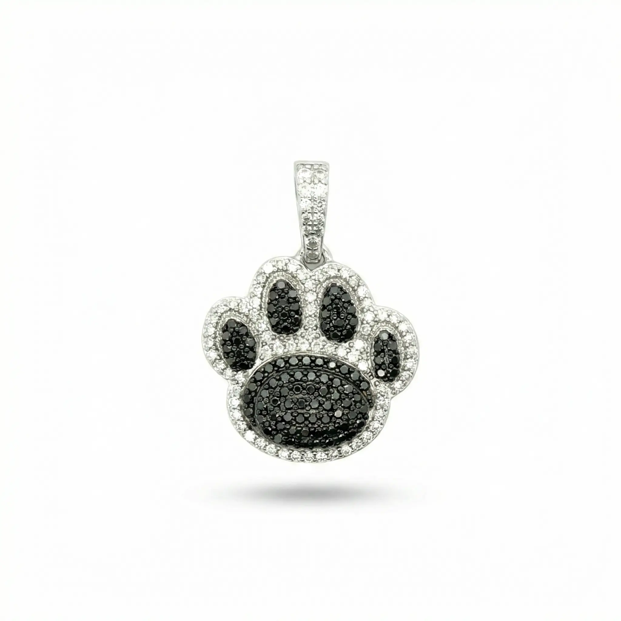 1ct Two-Tone Paw Print Moissanite Pendant