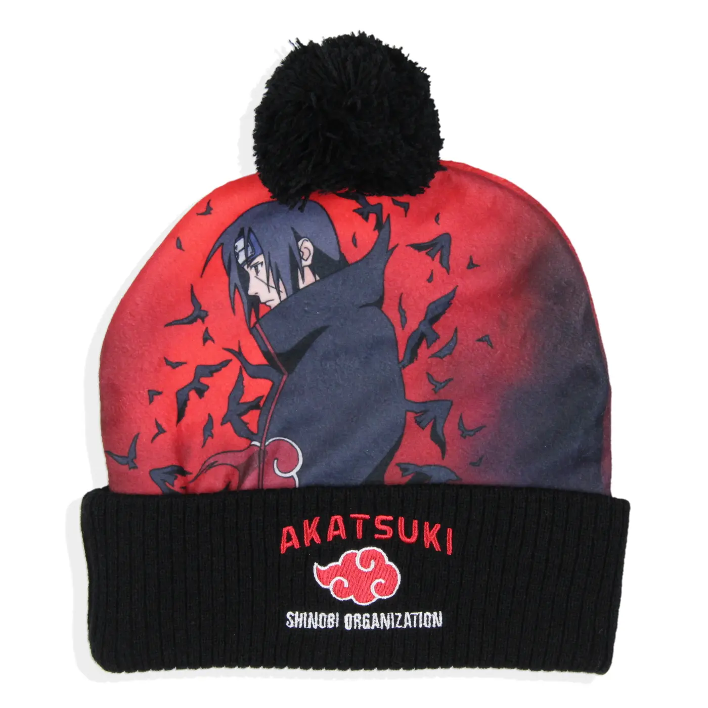 Naruto Shippuden Beanie Itachi Akatsuki Shinobi Organization Cuffed Pom Cap Hat