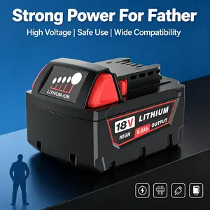 #fathersdaygift 2pack 8.0Ah 18V Replacement Lithium-ion Battery for Milwaukee M-18 High Output Compatible with 48-11-1850 48-11-1860 48-11-1880 Cordless Power Tools