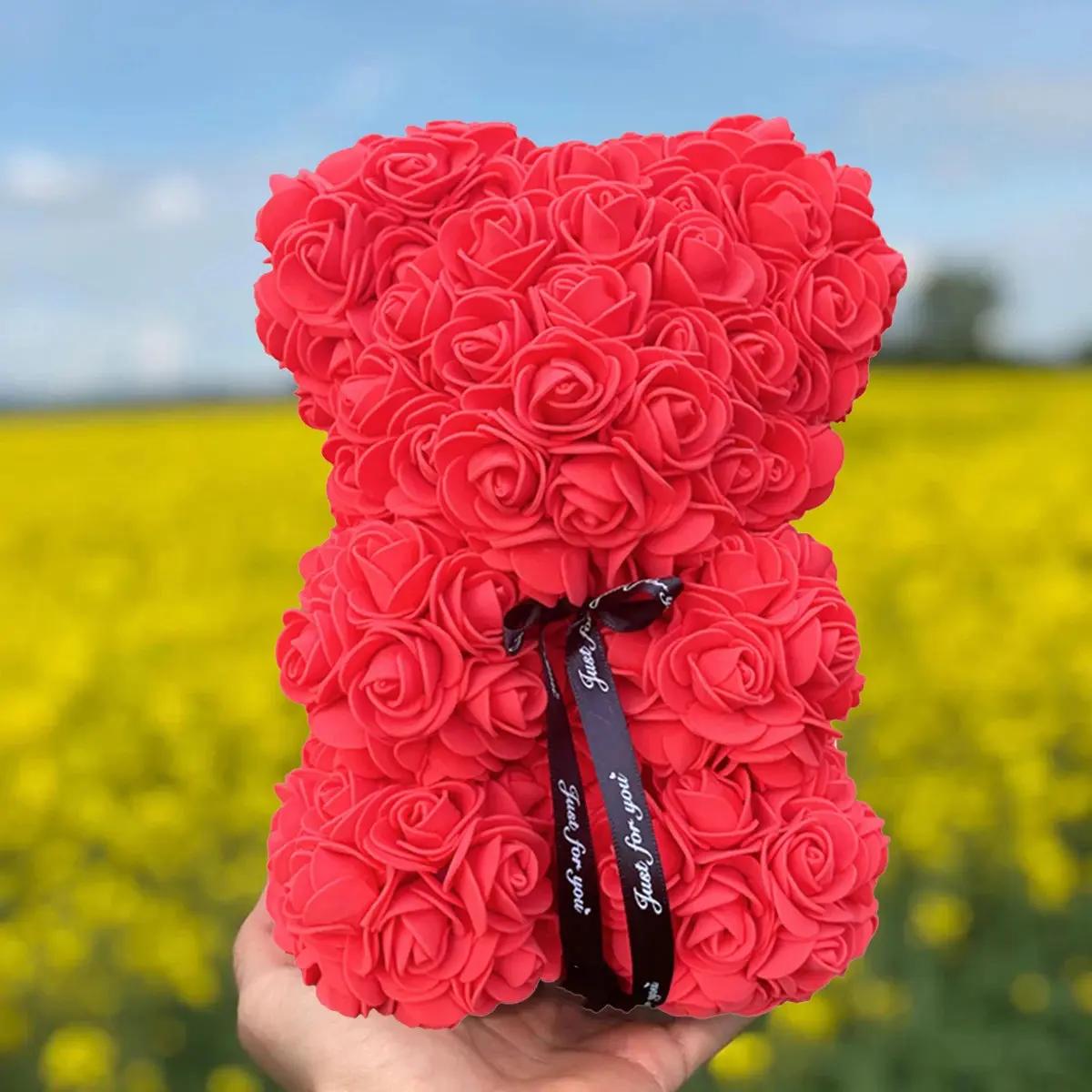 Rose Teddy Bear for Valentine’s Day – Forever Faux Rose Gift for Her