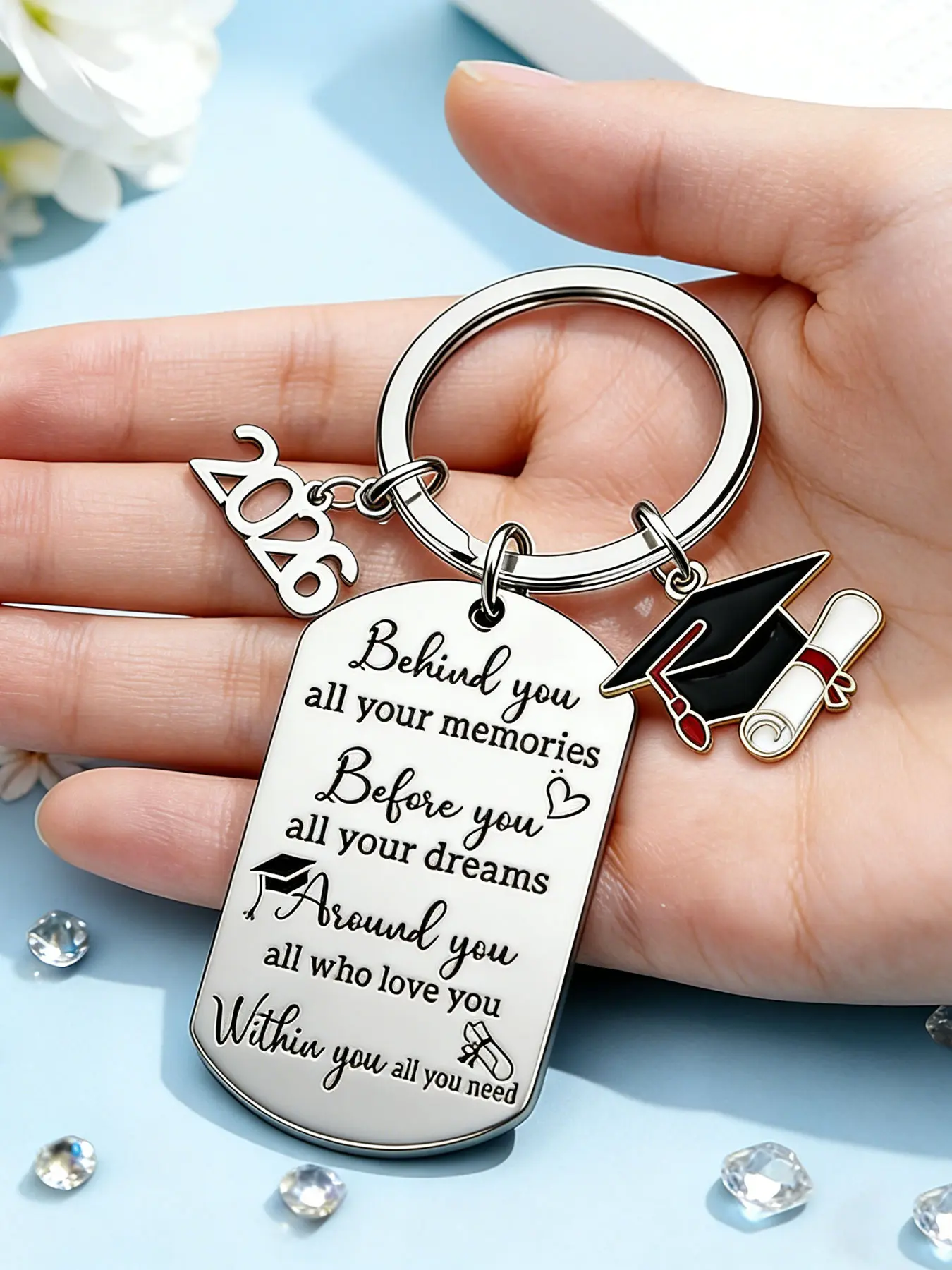Cool Graduation Gift Keychain for Boys Girls Students, 2026 University College High School Bachelor Master Degree Souvenir