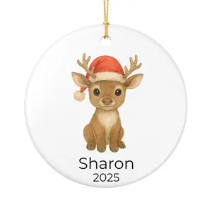 Personalized Baby Caribou Christmas Ornament, Cute Reindeer Holiday Keepsake, Custom Name Ornament for Kids 2025