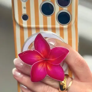 Flower MagSafe Phone Grip – Hot Pink Plumeria Magnetic Phone and Kindle Holder