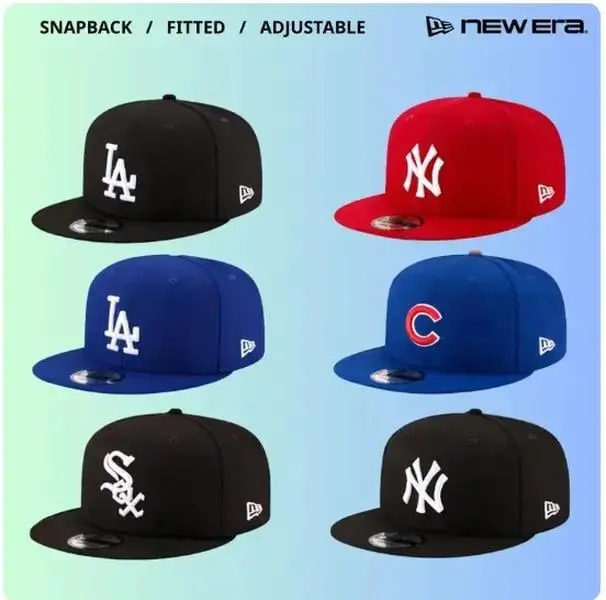 MLB New Era 59FIFTY 9FIFTY Baseball Hat Los Angeles Dodgers New York Yankees Chicago Cubs White Sox Cardinals Cleveland Guardians Flat Bill Snapback Adjustable Unisex Cap