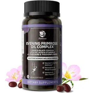 Lukaree Evening Primrose Oil Complex for Women – Hormone Wellness with Cold-Pressed EPO, 10% GLA, Sage, Fulvic Acid, L-Theanine – Supports Cyclical Balance, Mood, Skin & Immune Health, 90 Softgels