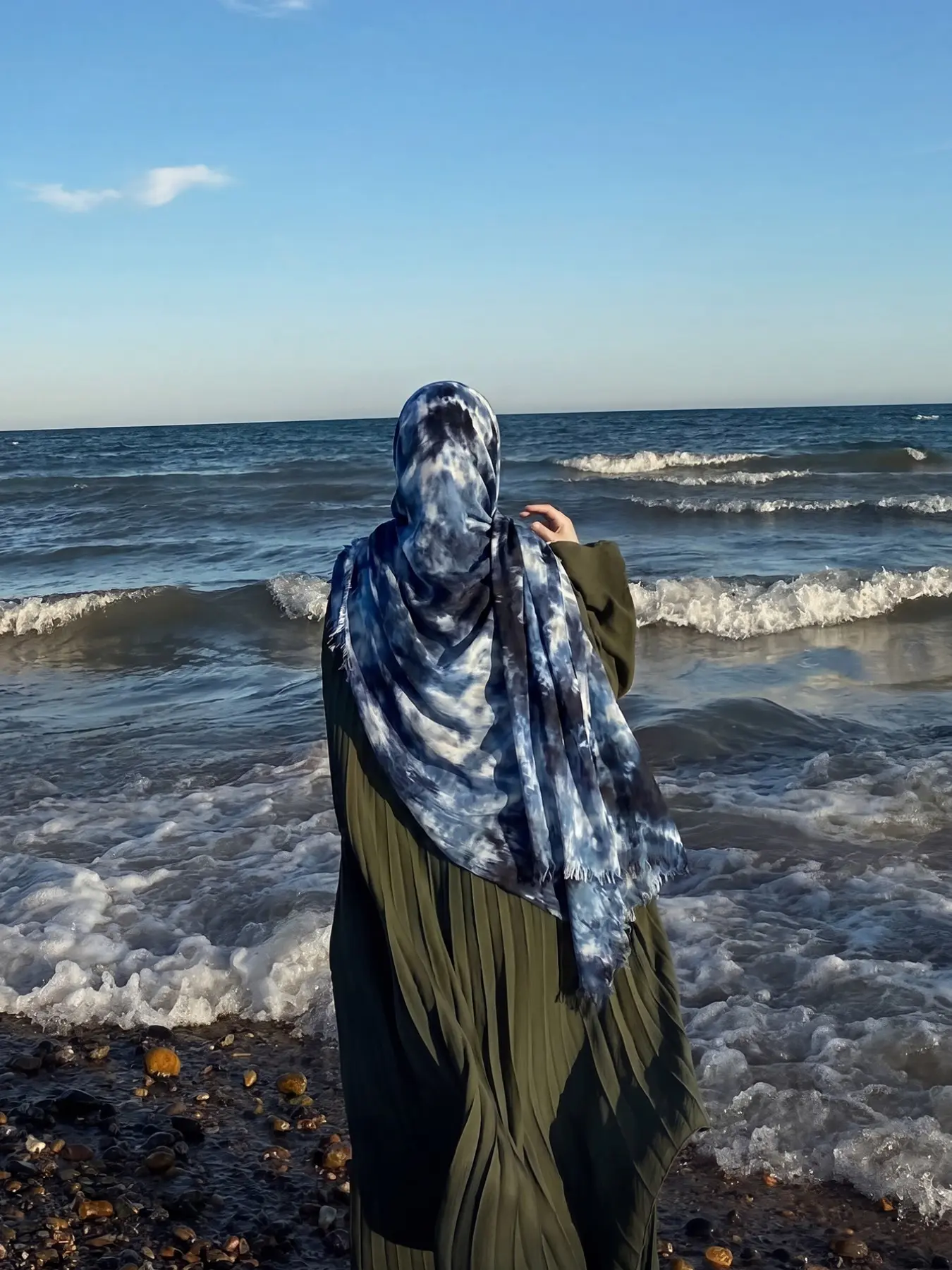 Boho Style Tie-Dye Wrinkle Long Scarf, Boho Shawl Wrap, Women's Summer Comfortable Soft Sunscreen Hijab, Versatile Daily Casual Elegant Accessory