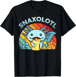100% Cotton Axolotl-Shirt Snaxolotl Cute Axolotl Snacks Funny Food T-Shirt