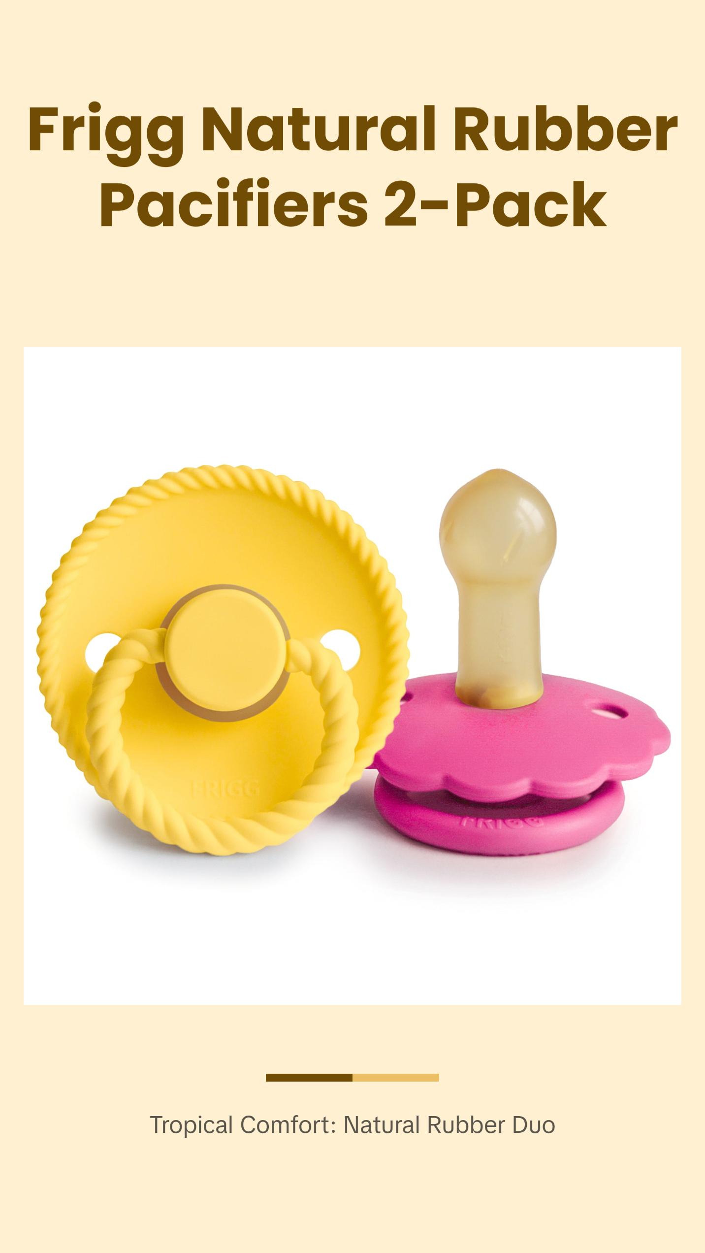 FRIGG Rope/Daisy Natural Rubber Pacifier (Sunflower/Fuchsia) 2-Pack (6-18 Months)