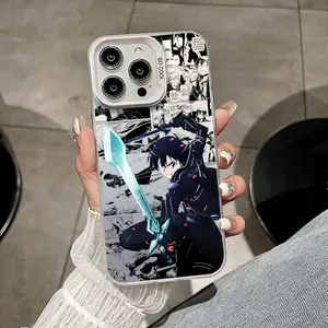 anime Sword Art Online Phone Case For iPhone 11 12 13 14 15 16 17 Pro Max Air Plus Mini Light Luxury High-end Colorful Silver Cases