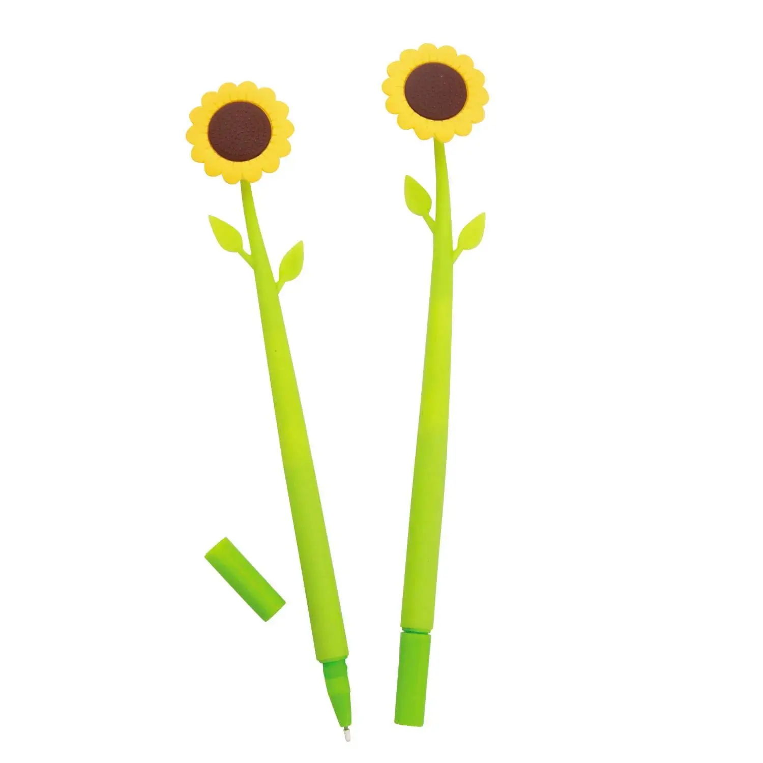 8 1/2" Silicone Wiggle Pens with Sunflower Topper - 12 Pc.