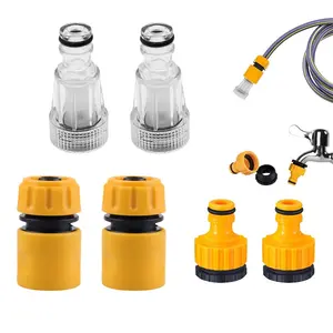 High Pressure Washer Hose Connector, 3/4 Inch Garden Hose Adapter, Plastic Entrance Filter, 2-In-1 Threaded Faucet Connector, Garden Hose Connectors