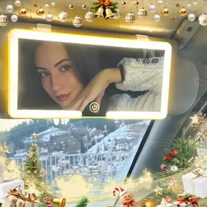 Car Sun Visor Makeup Mirror, Multifunctional Car Led, LED Touchscreen Adjustable Brightness, Rechargeable, Passenger Side Interior Vanity Mirror, Christmas Gift