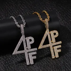 4PF Fashion Hip-Hop Style Jewelry Pendant Necklace, Men's Full Zircon Inlaid Personalized Cool Necklace Jewelry