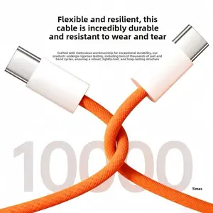 Suitable for the Apple 17 model in orange color; 60W fast-charging cable with dual Type-C connectors, enabling fast charging for both 16-pin and 15-pin connectors.