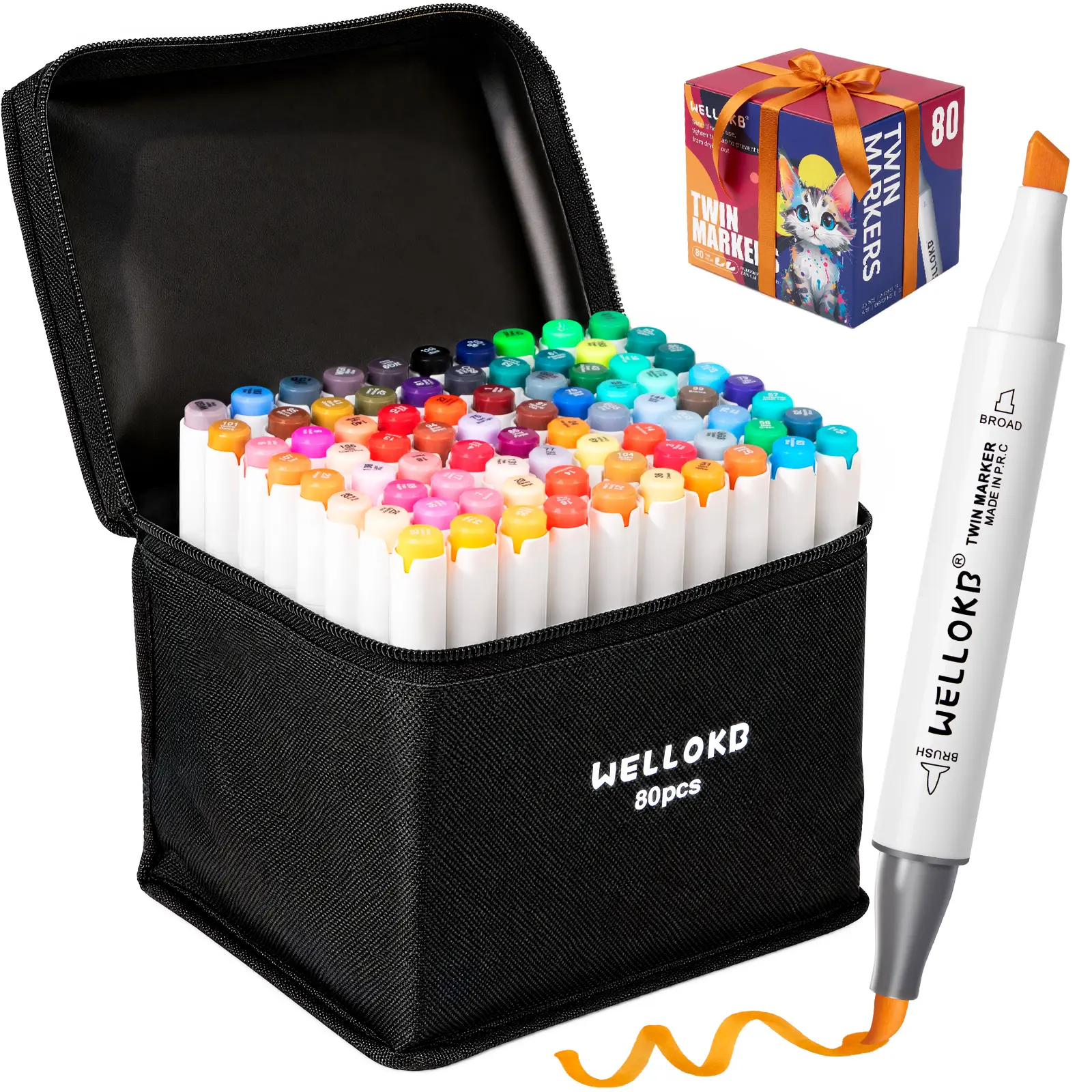 WELLOKB Alcohol Markers Set 24/48/60/80/120/168 Pcs- Art Materials, Artist Bundle, Colorful Marker Set, School Supplies Gift Ideal for Book Coloring, Art Marker Pens, Coloring Materials Set