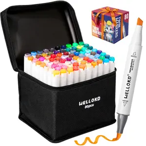 WELLOKB Alcohol Markers Set 24/48/60/80/120/168 Pcs- Art Materials, Artist Bundle, Colorful Marker Set, School Supplies Gift Ideal for Book Coloring, Art Marker Pens, Coloring Materials Set