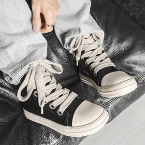 Men’s High Top Chunky Boots Black Faux Leather Height Increasing Casual Shoes Unisex