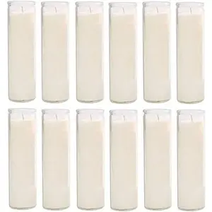 Glass Assorted Religious Candle, White, Case of 12 (1)