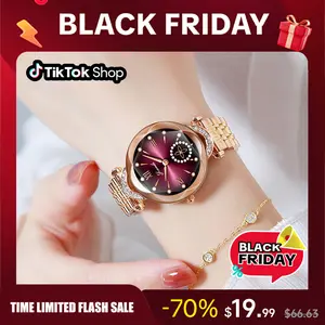 Luxury Women's Jewelry Watch Elegant Diamond Cut Crystal Four Leaf Clover Pearl Elements Stainless Steel Case Waterproof Design for Daily Wear or Gifting