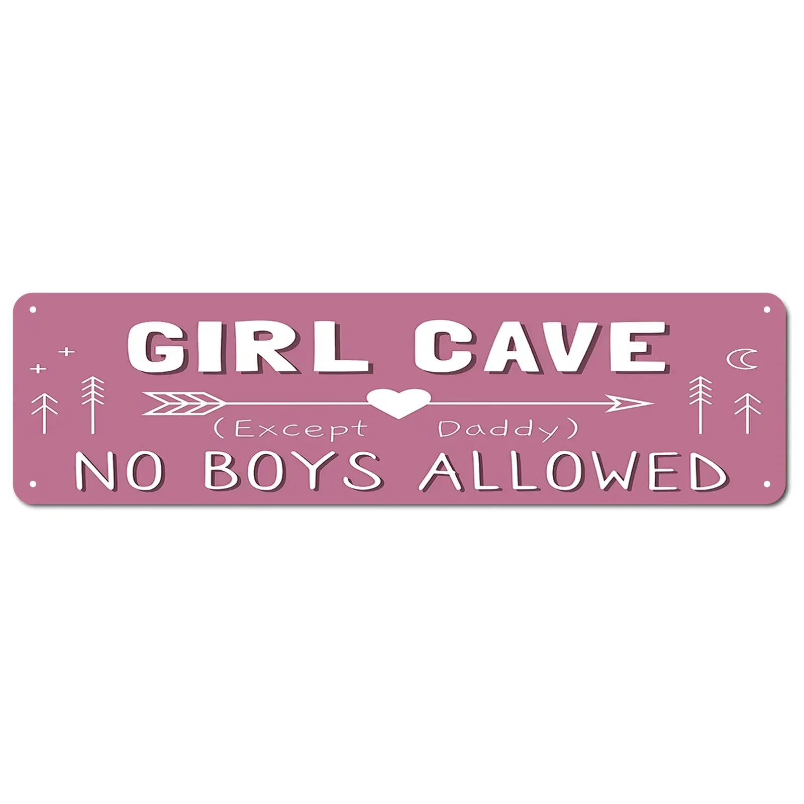 Girl Cave Signs, Teen Girls Room Decor, 16x4inch Wall Hanging Decoration, Girls Only No Boys Allowed Except Daddy for Little Girls Bedroom Plaque Gift