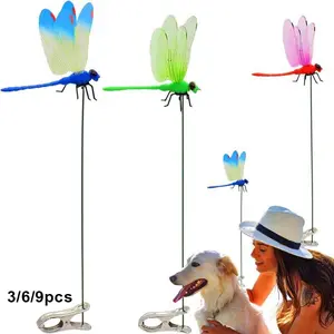 Metal Dragonfly Rod Clip, 3D Realistic Decorative Clip for Garden, Curtain Rods, Sticks & Plants, Indoor Outdoor Home Accessory, Fake Dragonfly Ornament for Patio, Yard, Office