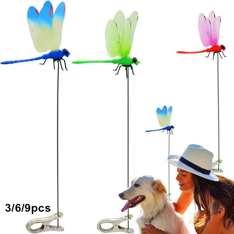 Metal Dragonfly Rod Clip, 3D Realistic Decorative Clip for Garden, Curtain Rods, Sticks & Plants, Indoor Outdoor Home Accessory, Garden Accessories, Decoration, Fake Dragonfly Ornament for Patio, Yard, Office