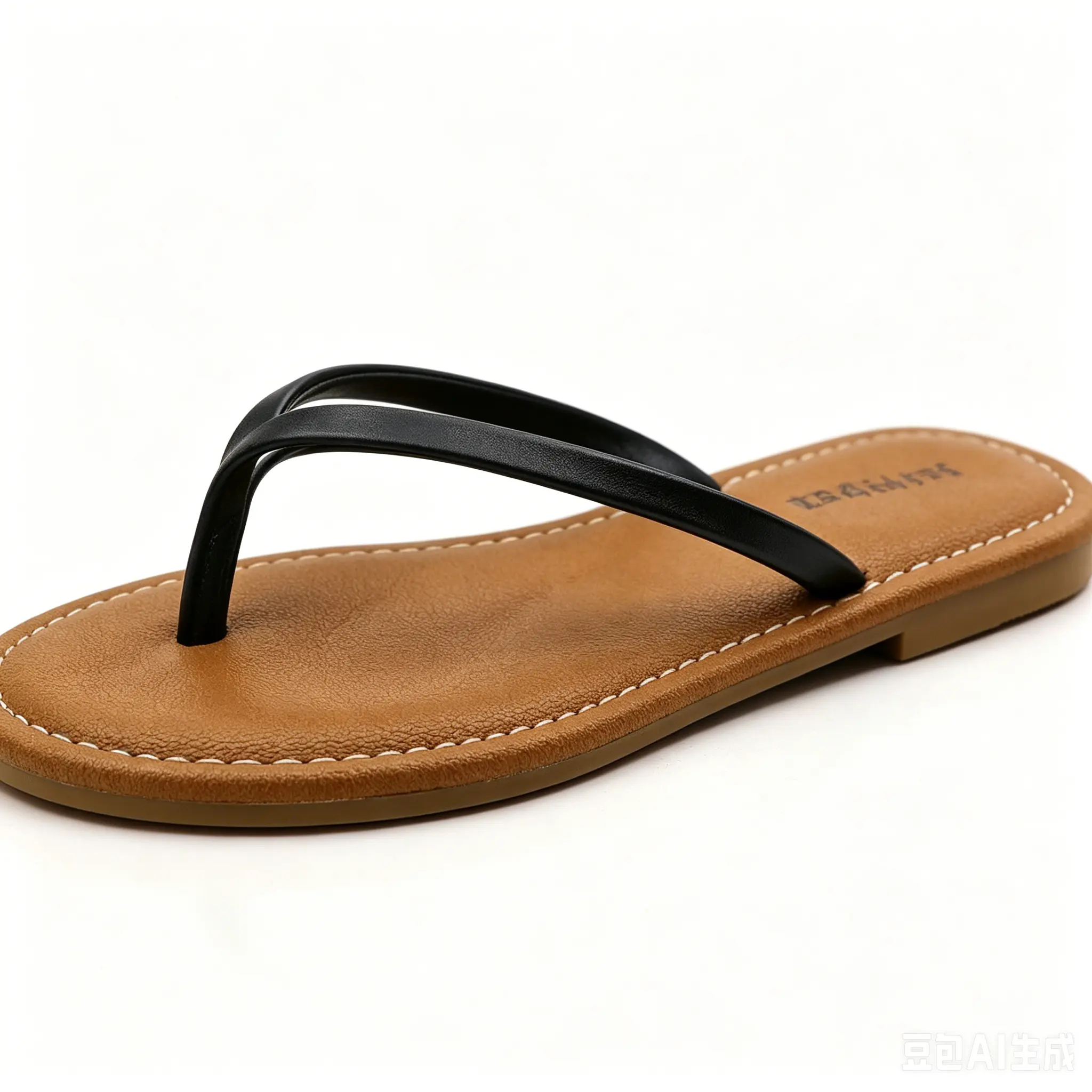 Women’s Classic Black Faux Leather Thong Flip Flops - Fashion Sports Sandals for Women with Non-Slip Flat Sole, Soft Footbed for Beach, Everyday Use, Sandals Women