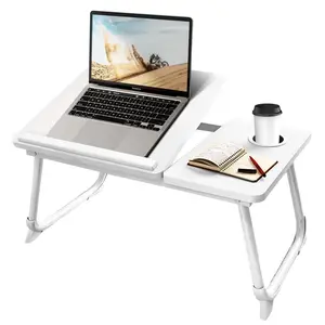 Adjustable Foldable Laptop Table with Cup Holder, Portable TV Tray Desk for Bed Couch Sofa, Height Adjustable Study Reading Table for Home Office
