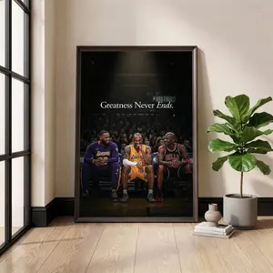 Michael Jordan Kobe Bryant Lebron James Poster, Basketball Legends Wall Art, Greatness Never Ends Print, Sports Man Cave Decor (Unframed)