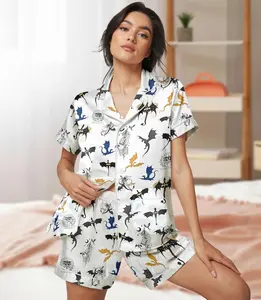 Fourth Wing Short Satin Pajamas, Dragon Fly Or Die Pajamas Set, Dragon Bookish Short Sleeve Pajamas, Fantasy Book Lover Pajamas Women