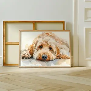 Unframed, Room Decor, Golden Doodle Wall Art Print, Dog Lover Art Print 5 size, 8x12 to 27x40 inch