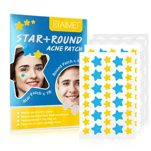 Elaimei Acne Patches Round Star Blue Hydrocolloid Tea Tree Oil, Professional Treatment for Blemishes & Blackheads, Suitable for Oily Skin