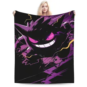 Gengar Monster Flannel Blanket Soft Warm Plush Throw for Bed Sofa Couch Multifunction Home Gift